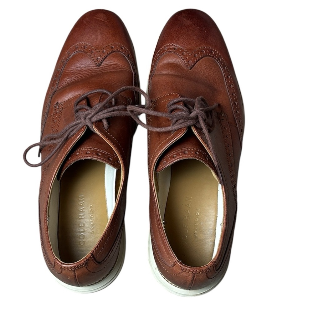 Cole Haan Grandos Brown Leather Men's Shoes 9.5M Lining Leather Manmade